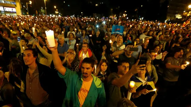 Manifestantes en Barcelona.