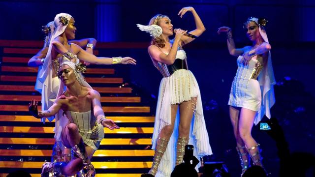 Kylie Minogue opens her world tour 'Les Folies Tour' at Herning MCH Multi Arena on 19 February 2011 in Herning, Denmark
