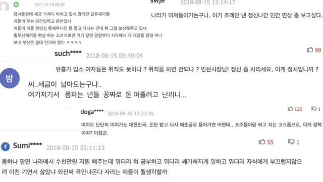 성매매 피해여성 자활 지원을 반대하는 댓글