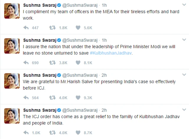 सुषमा स्वराज ट्वीट