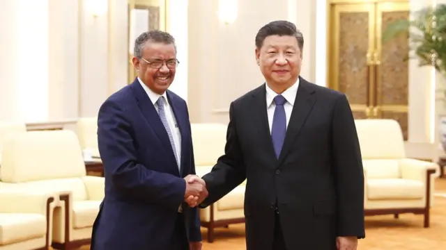 谭德塞与中国国家主席习近平见面期间,多次赞赏中方的防疫工作。