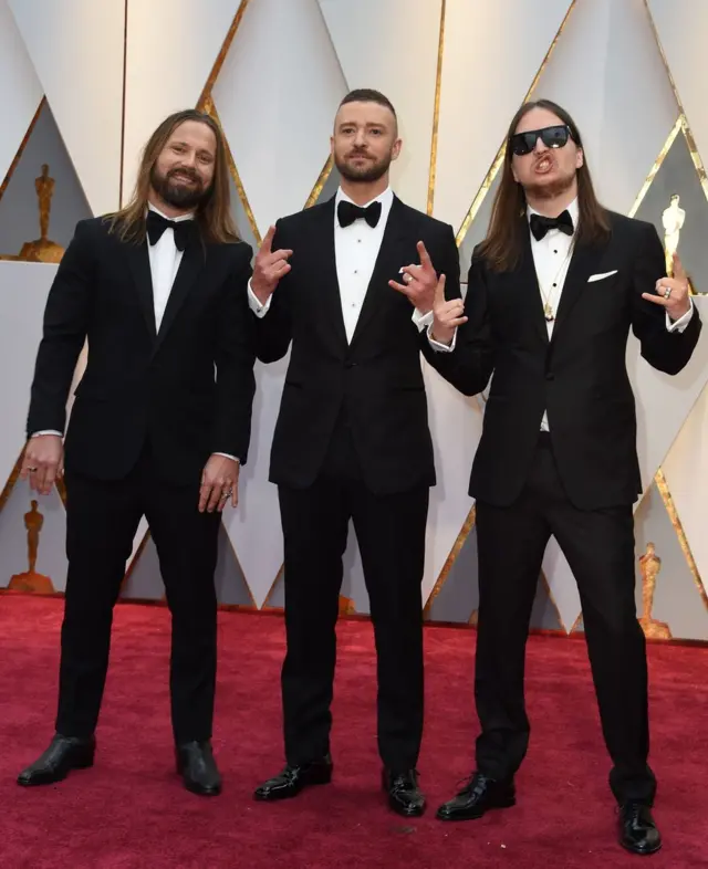Max Martin (left). Justin Timberlake (centre) and Karl Johan Schuster