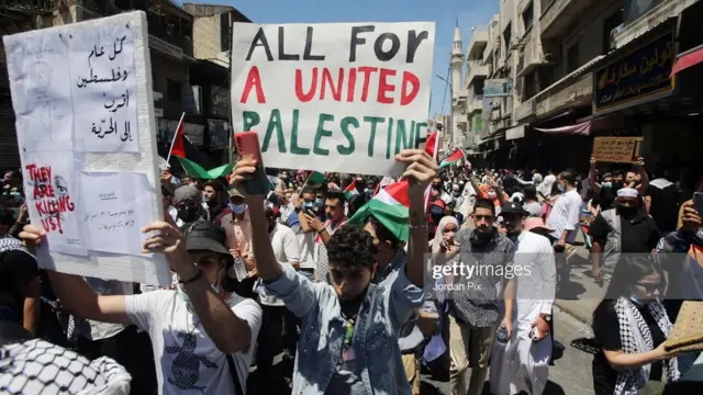 اردن میں فلسطینیوں کے حق میں مظاہرے