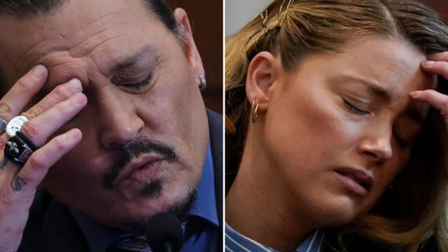 Imagen compuesta de Johnny Depp y Amber Heard durante su juicio