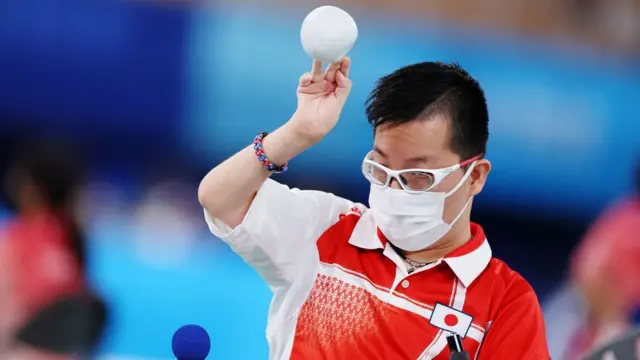 Tokyo 2020 Paralympic Games - Boccia - Individual - BC1 Pool A - Ariake Gymnastics Centre, Tokyo, Japan - August 28, 2021. Takumi Nakamura of Japan competes. REUTERS/Thomas Peter