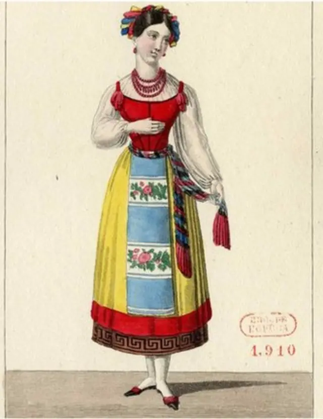 Costume design for the opera La muette de Portici by Daniel Auber, 1828