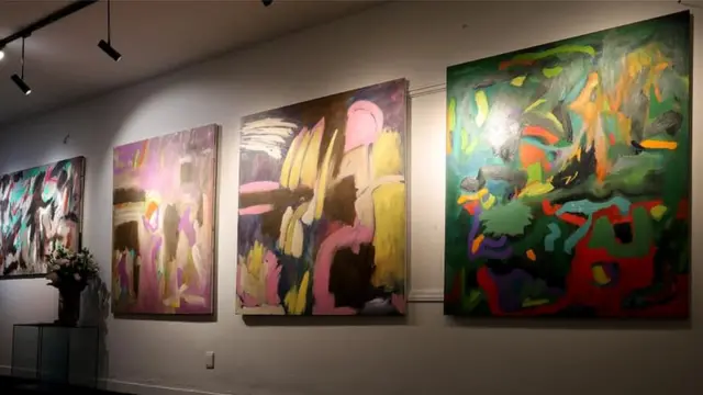 Một sô tác phẩm của Bùi Chát trong triển lãm Improvisation tại Alpha Art Station