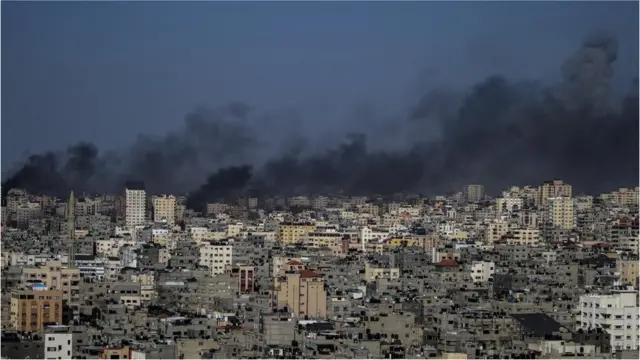Smoke rises over Gaza
