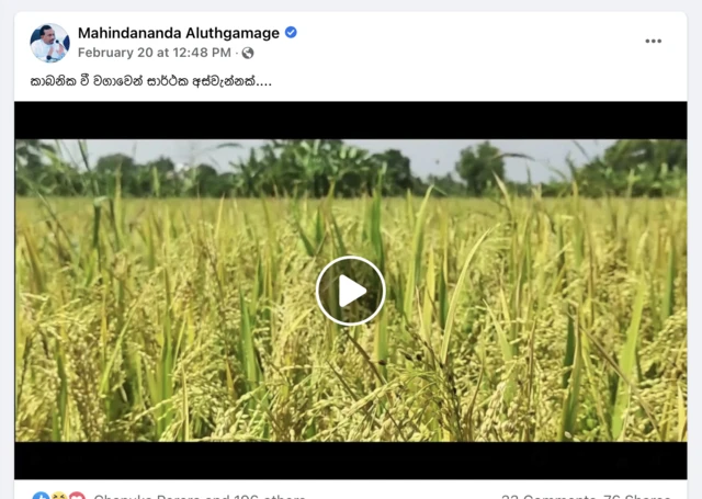 Successful harvest from organic paddy cultivation says Mahindananda