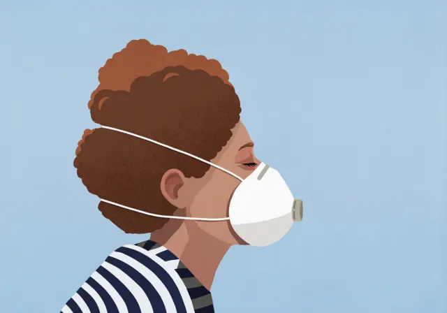ilustración: mujer con mascarilla