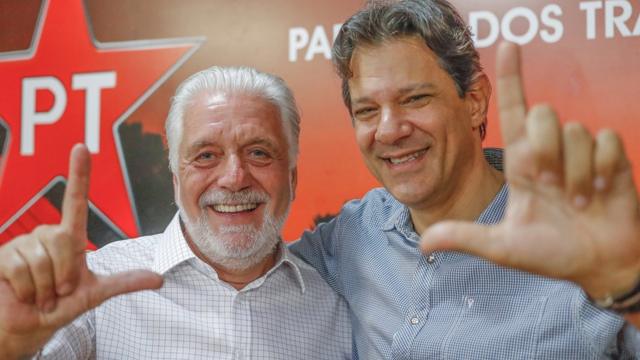 O ex-governador da Bahia Jaques Wagner e o ex-prefeito de São Paulo Fernando Haddad