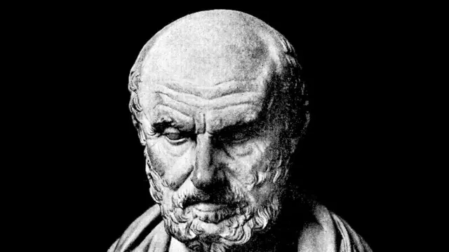 Un busto de Hipócrates.