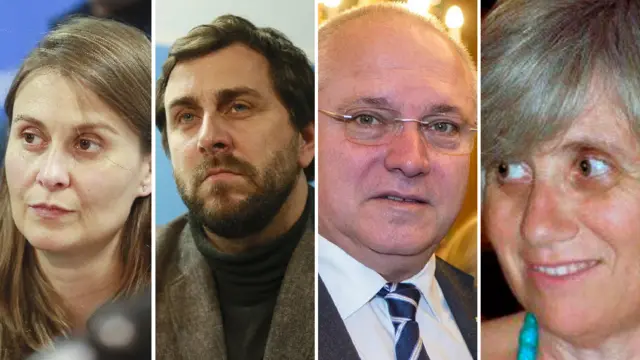 Слева направо: бывшие каталонские министры сельского хозяйства, здравоохранения, культуры и образования