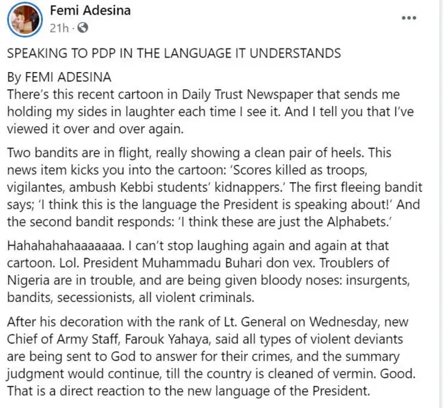 Ọrọ ti Femi Adesina sọ