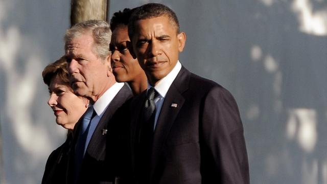 Laura Bush, George W. Bush, Michelle Obama y Barack Obama