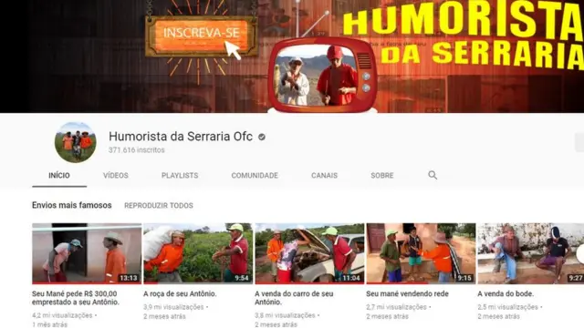 Página no YouTube do grupo Humorista da Serraria Ofc, com os envioszebet helpvídeo mais famosos do canal: 4,2 milhõeszebet helpvisualizações, 3,9 milhões, 3,8 milhoes, 2,7 milhões, 2,5 milhões (númeroszebet helpjulhozebet help2018)