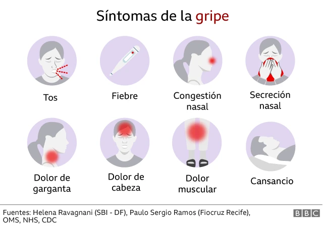 Gráfico que muestra los síntomas de la gripe