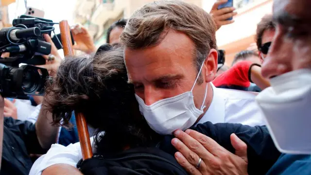 الرئيس الفرنسي إيمانويل ماكرون في بيروت