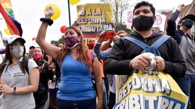 Manifestantes en Colombia
