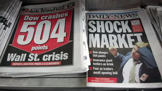 Titulares sobre la caída de la bolsa en EE.UU.