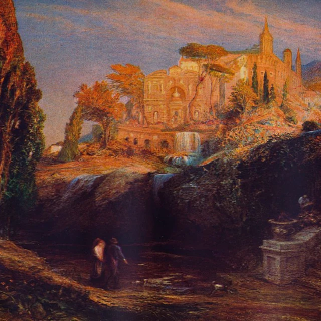Une peinture à l'huile représentant une scène des Mystères d'Udolpho