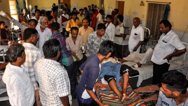 Indian injured people are being treated at a hospital in Barmer