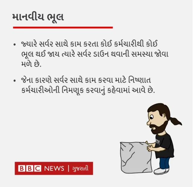 કોઈ કર્મચારીથી ભૂલ થાય ત્યારે સર્વર ડાઉન થઈ શકે છે