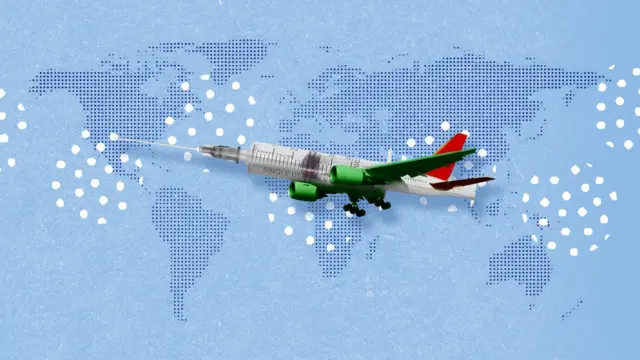 Collage d'un avion qui est aussi une seringue.