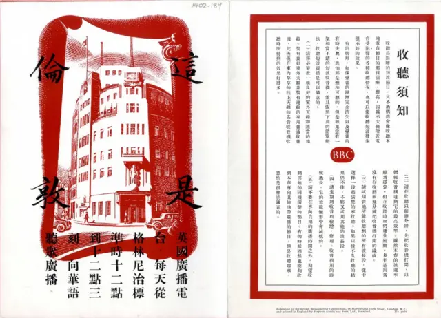 BBC中文1954年的廣播時刻表