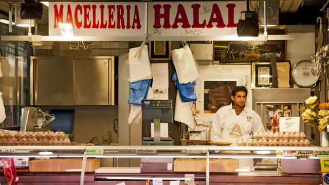 A halal butcher in Italy