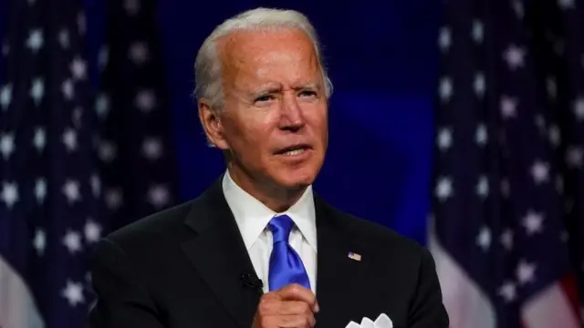 拜登在特拉华州威尔明顿透过视像连线向美国民主党全国代表大会发表接受提名演说（20/8/2020）