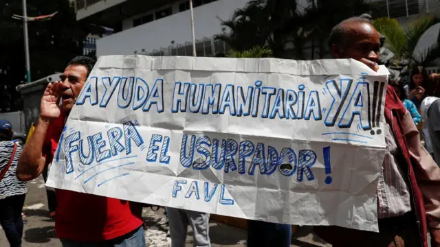Protesta a favor de la ayuda humanitaria