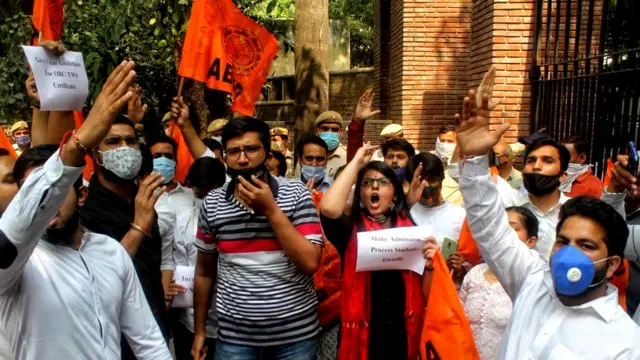 दिल्ली विश्वविद्यालय में एबीवीपी का प्रदर्शन (फ़ाइल फोटो)