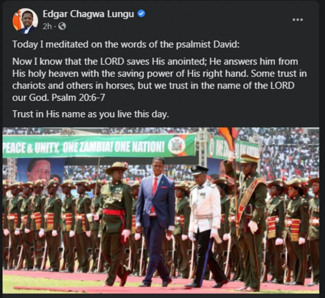 Edgar Lungu post omn Facebook