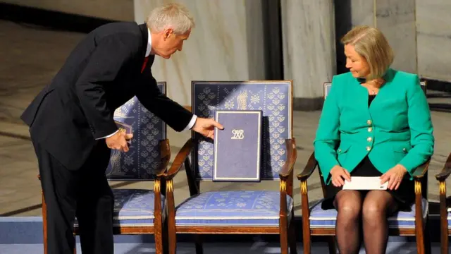 刘晓波得到诺贝尔和平奖的颁奖典礼