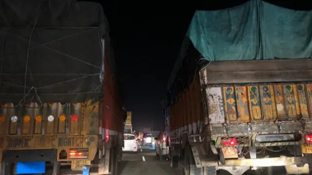 ਚੰਡੀਗੜ੍ਹ-ਜ਼ੀਰਕਪੁਰ ਸੜਕ ਉੱਪਰ ਲੱਗੇ ਜਾਮ ਦਾ ਦ੍ਰਰਿਸ਼