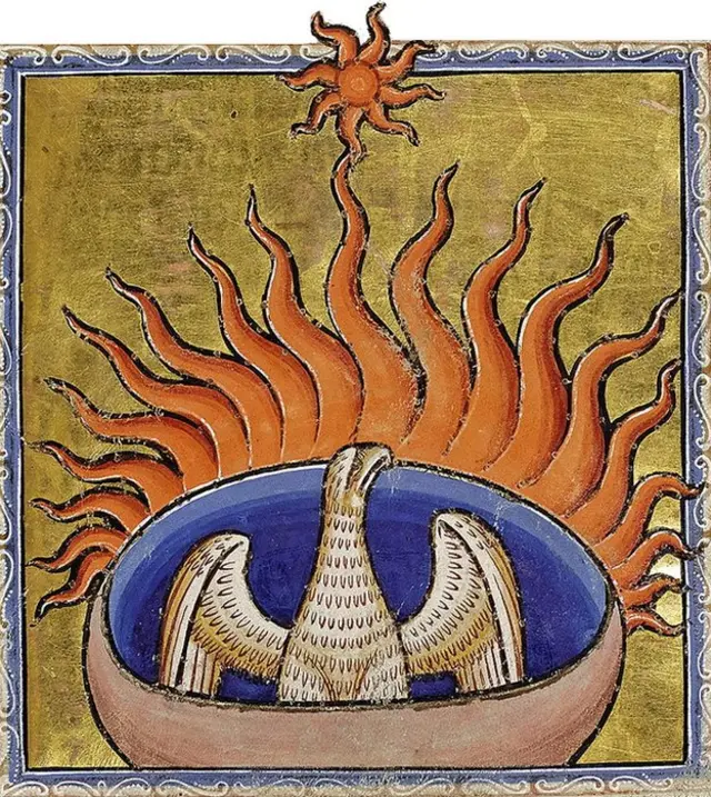 El ave fénix en el bestiario de Aberdeen.