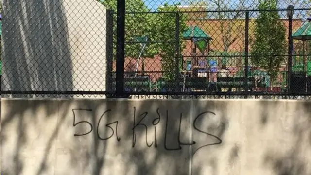 یک دیوارنگاری در شهر نیویورک بر ضد ۵G