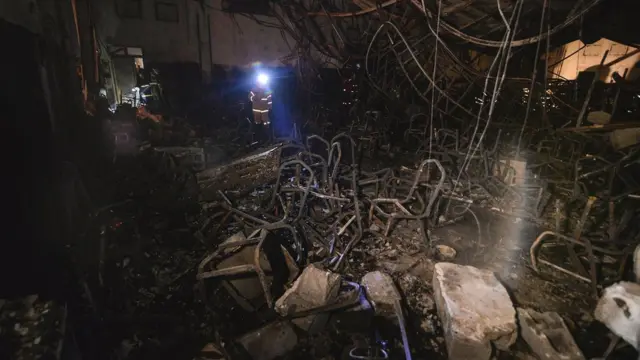 Debris in the wedding hall after the fire