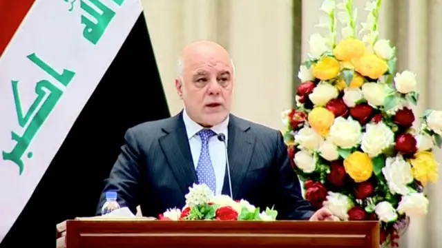 رئيس الوزراء الحالي حيدر العبادي عدد في الجلسة إنجازاته