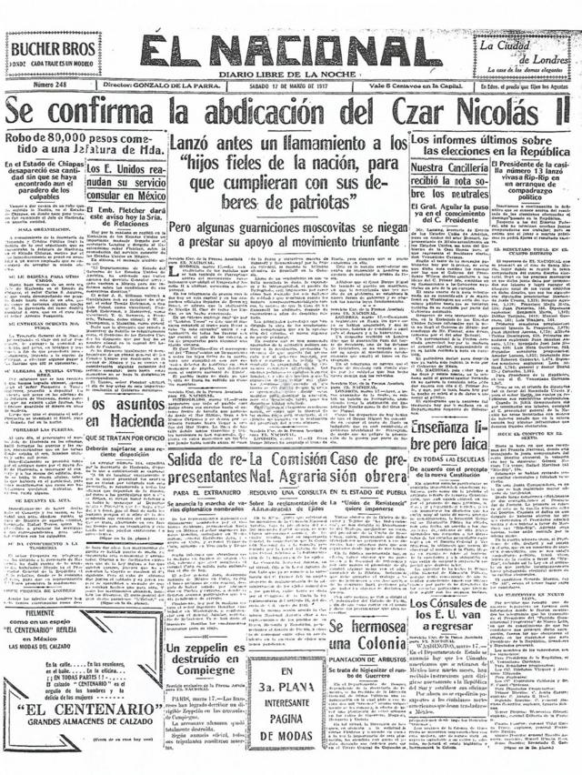 Мексиканская El Nacional - 17 марта 1917 год