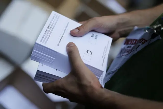 Papeletas del referéndum por la independencia de Cataluña.