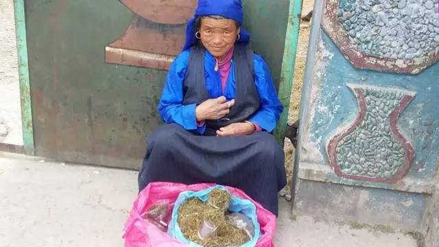 जिम्बु बेच्दै एक महिला