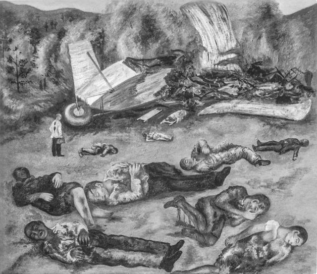 Foto del cuadro El accidente de avión, de Frida Khalo, c1936-1938