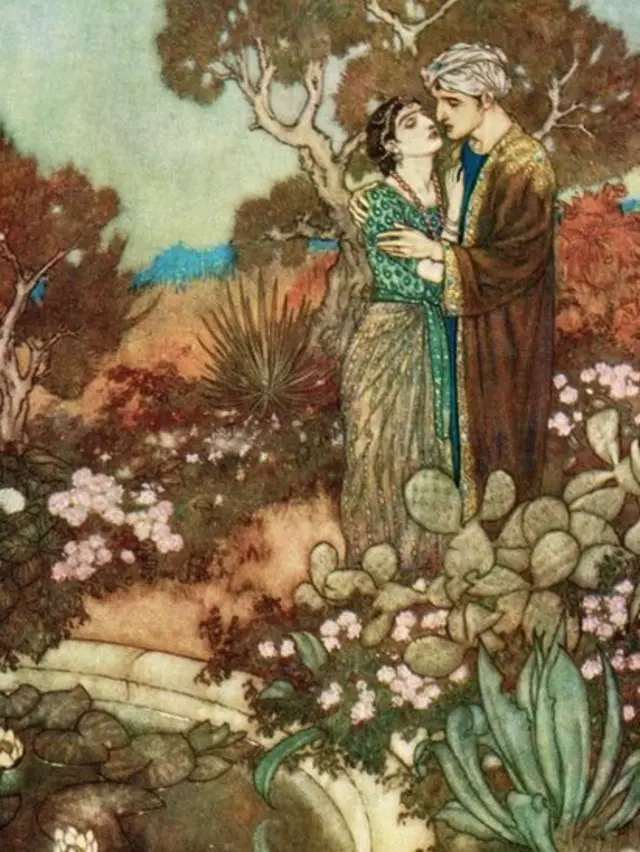 Ilustración de Edmund Dulac para una edición del Rubaiyat.