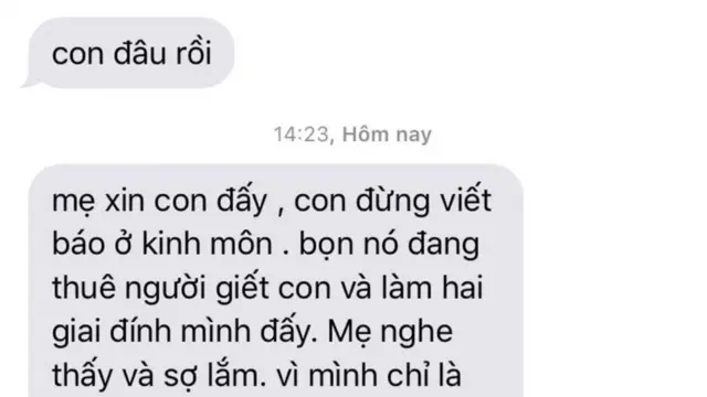 Dòng tin nhắn mẹ Đỗ Cao Cường gửi cho anh chiều 2/8