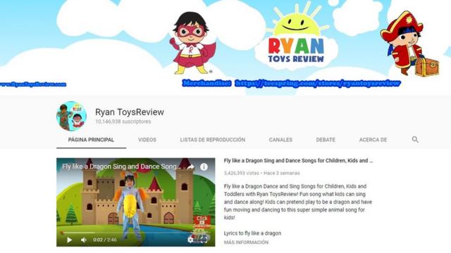 O canal de Ryan no Youtube