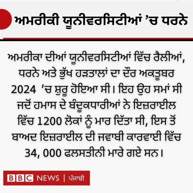 ਅਮਰੀਕਾ ਯੂਨੀਵਰਸਿਟੀਆਂ ਵਿੱਚ ਪ੍ਰਦਰਸ਼ਨ