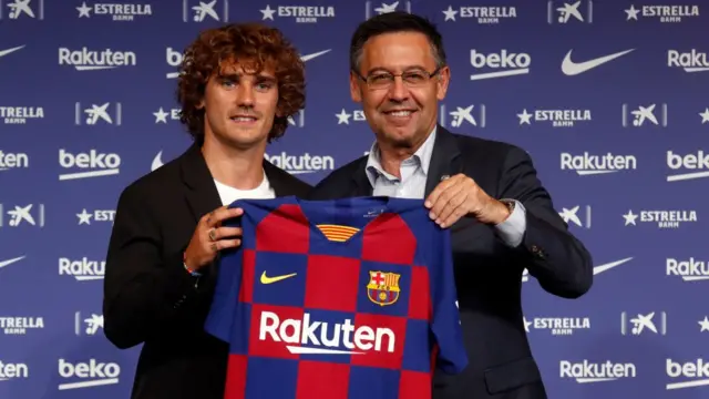 Presentación de Antoine Griezmann con el Barcelona en 2019.