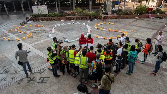 Пресс-конференция на территории политехнического университета Гонконга